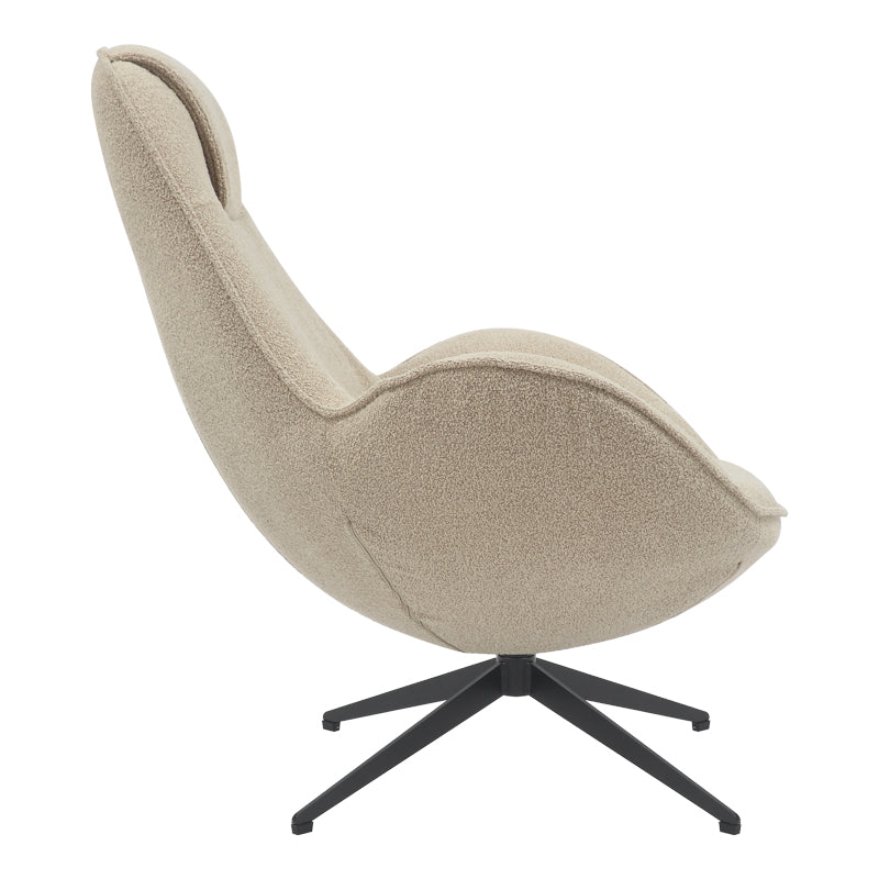 Armchair rotaitng Flago pakoworld boucle fabric in beige shade 85x88x103.5cm