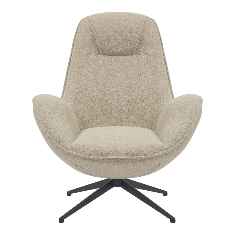 Armchair rotaitng Flago pakoworld boucle fabric in beige shade 85x88x103.5cm