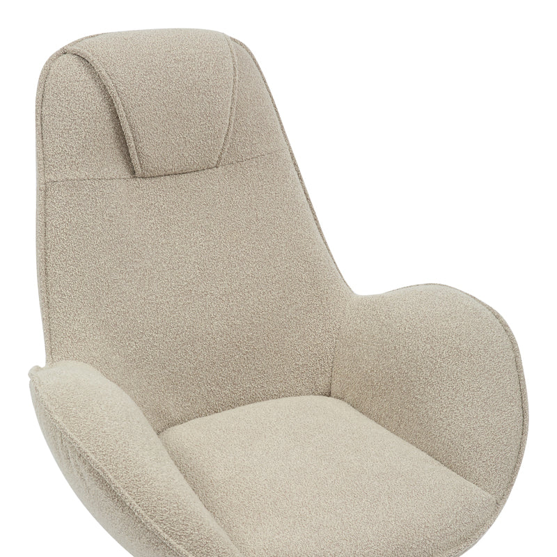 Armchair rotaitng Flago pakoworld boucle fabric in beige shade 85x88x103.5cm
