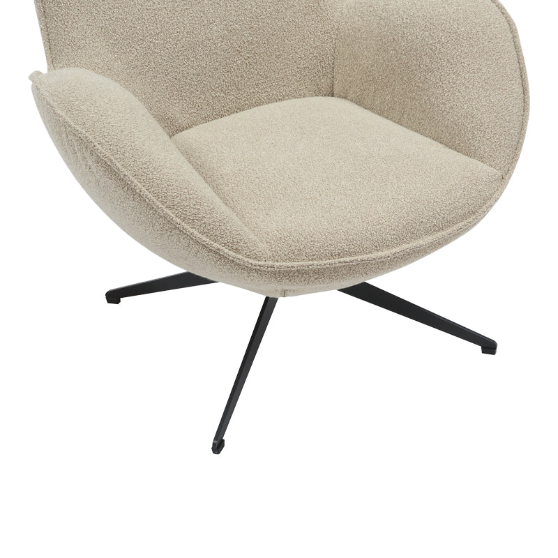Armchair rotaitng Flago pakoworld boucle fabric in beige shade 85x88x103.5cm