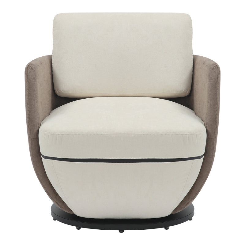 Armchair rotating Coupa pakoworld fabric in beige shade 75x77x79cm