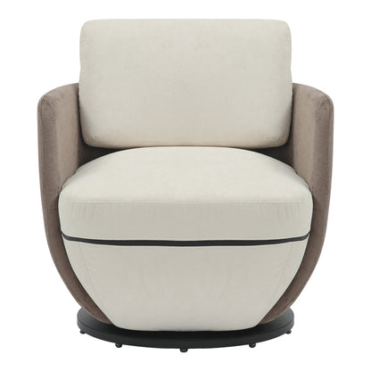 Armchair rotating Coupa pakoworld fabric in beige shade 75x77x79cm
