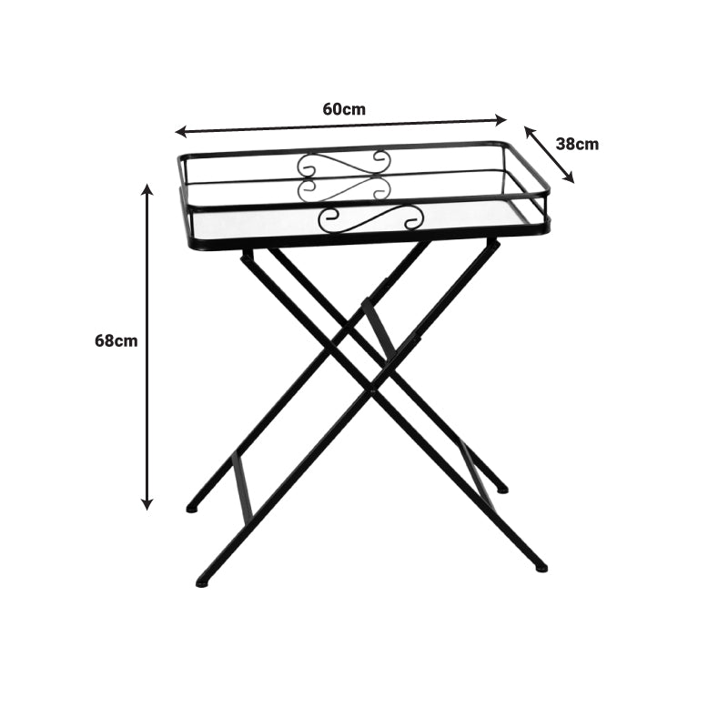 Joene Inart table black metal-mirror glass 60x38x68cm