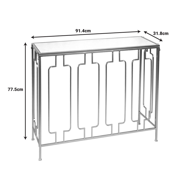 Sieni Inart console gold metal-mirror glass 91.4x31.8x77.5cm