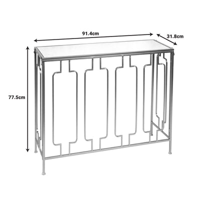 Sieni Inart console gold metal-mirror glass 91.4x31.8x77.5cm