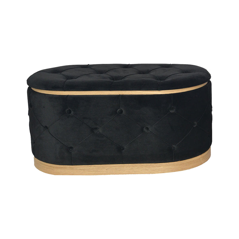 Royel Inart chest stool set of 2 velvet fabric in black and beige shade