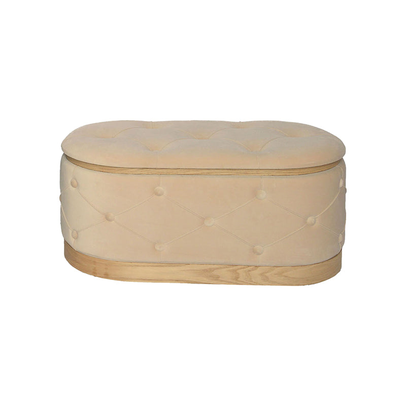 Royel Inart chest stool set of 2 velvet fabric in black and beige shade