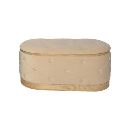 Royel Inart chest stool set of 2 velvet fabric in black and beige shade