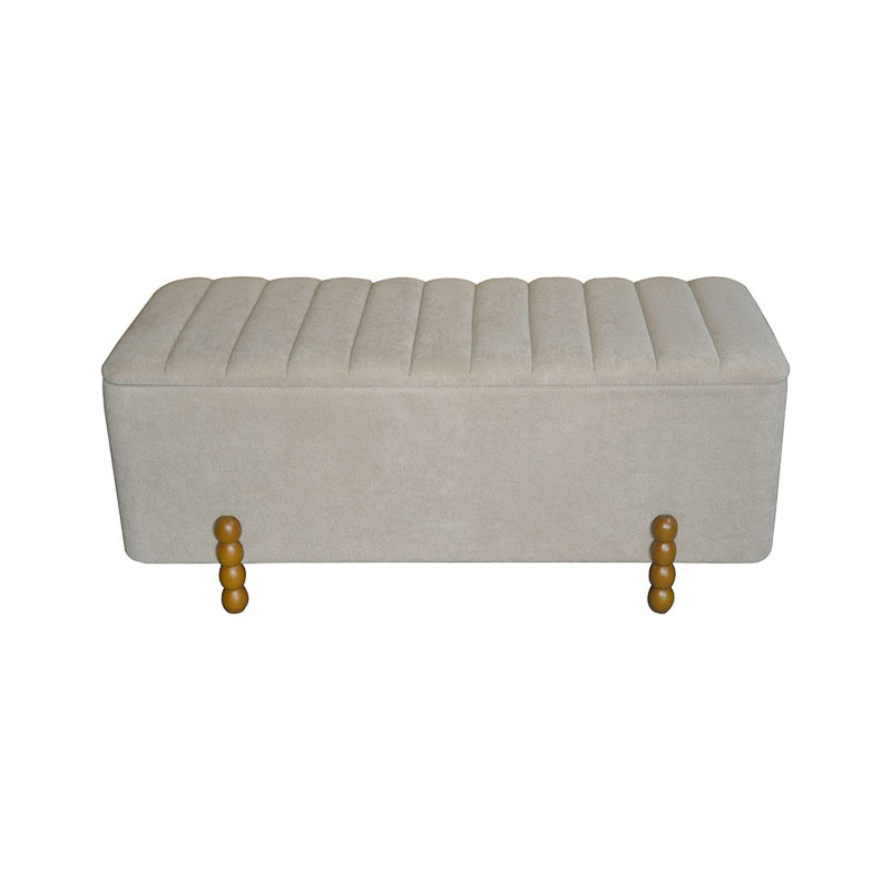 Daph Inart trunk stool set of 2 velvet in beige and white shade