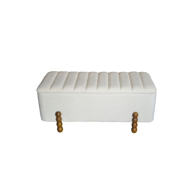 Daph Inart trunk stool set of 2 velvet in beige and white shade