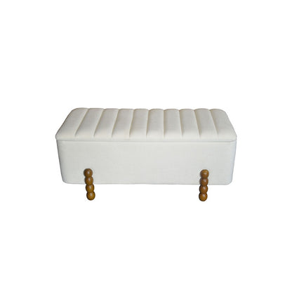 Daph Inart trunk stool set of 2 velvet in beige and white shade