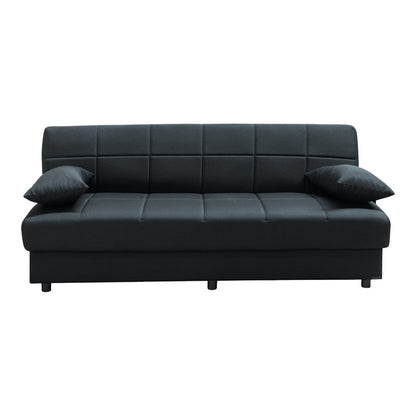 Romina pakoworld 3-seater sofa-bed with storage space fabric in black shade 180x83x79cm