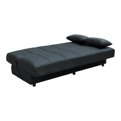 Romina pakoworld 3-seater sofa-bed with storage space fabric in black shade 180x83x79cm