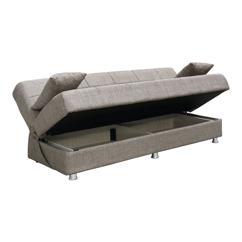 Romina pakoworld 3-seater sofa-bed with storage space light beige fabric 180x83x79cm