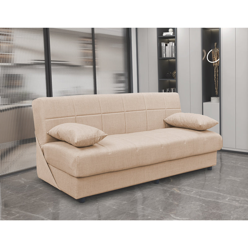 Romina pakoworld 3-seater sofa-bed with storage space fabric in cream shade 180x83x79cm