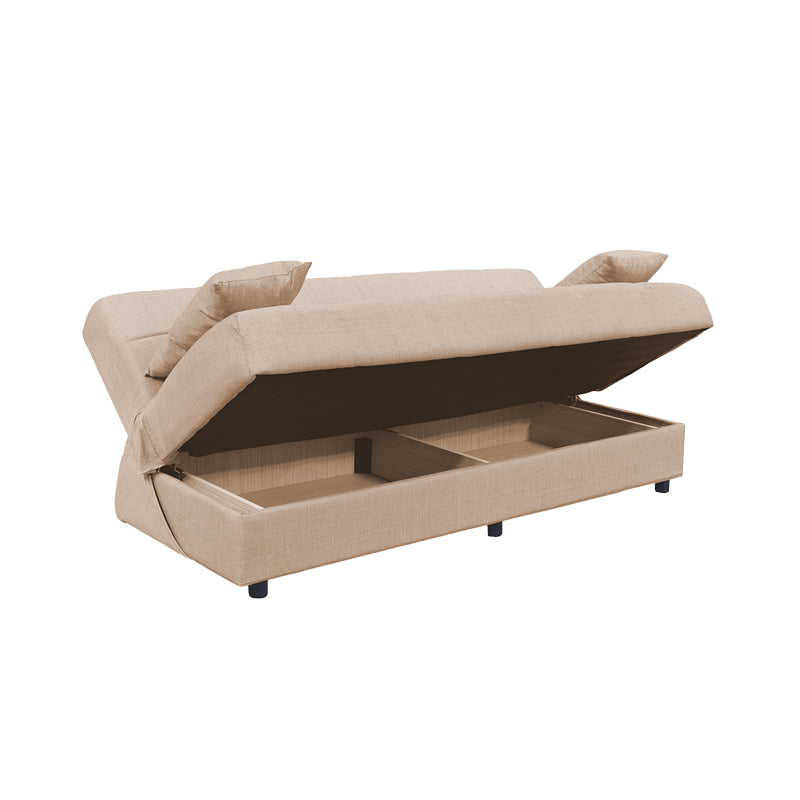 Romina pakoworld 3-seater sofa-bed with storage space fabric in cream shade 180x83x79cm