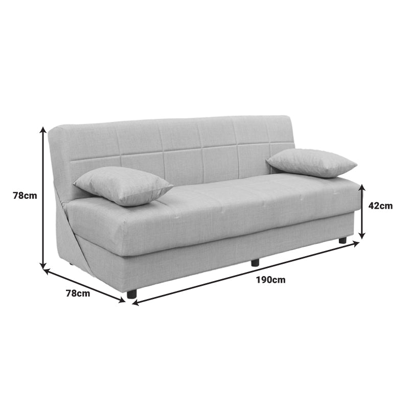 Romina pakoworld 3-seater sofa-bed with storage space fabric in cream shade 180x83x79cm