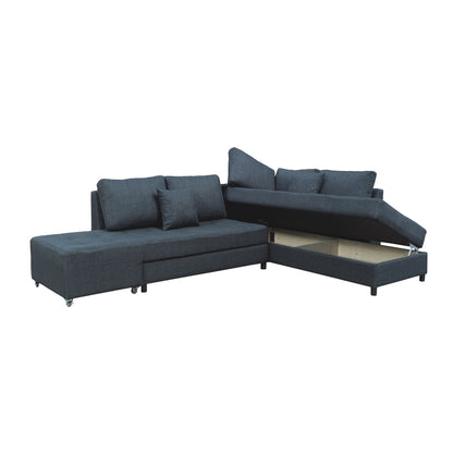 Corner sofa-bed right corner with storage space Lasy pakoworld anthracite fabric 290x217x89cm