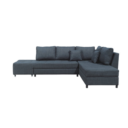 Corner sofa-bed right corner with storage space Lasy pakoworld anthracite fabric 290x217x89cm