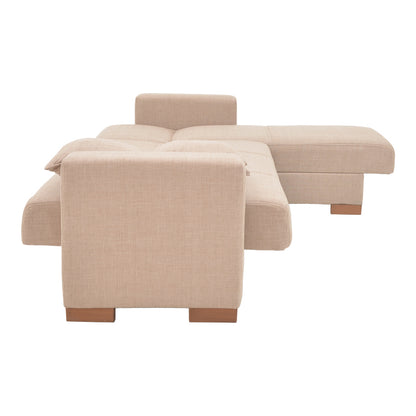 Corner sofa-bed with storage space Someil pakoworld fabric in off-white shade 230x156x80cm