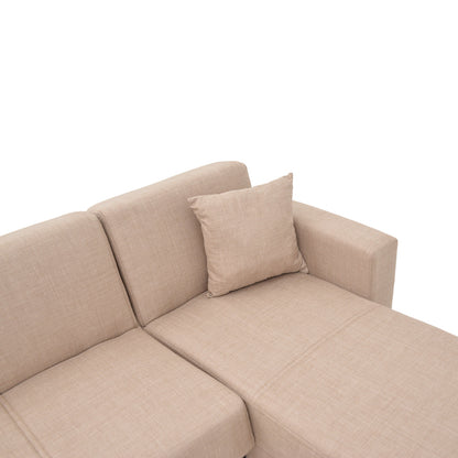 Corner sofa-bed with storage space Someil pakoworld fabric in off-white shade 230x156x80cm