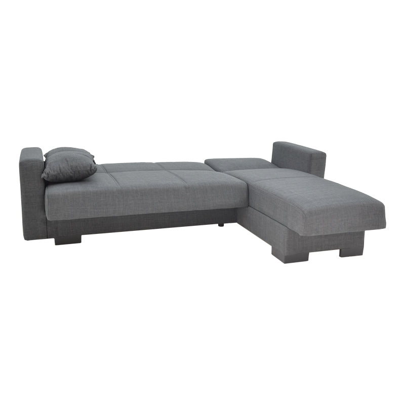 Corner sofa-bed with storage space Someil pakoworld fabric in anthracite shade 230x156x80cm