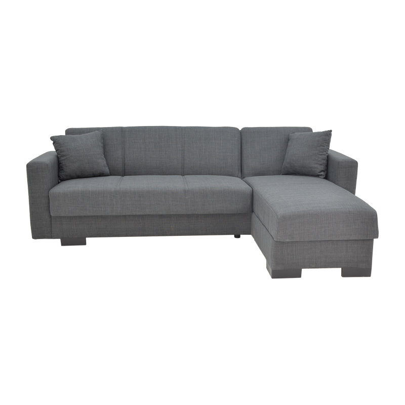 Corner sofa-bed with storage space Someil pakoworld fabric in anthracite shade 230x156x80cm