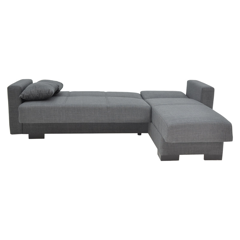 Corner sofa-bed with storage space Someil pakoworld fabric in anthracite shade 230x156x80cm