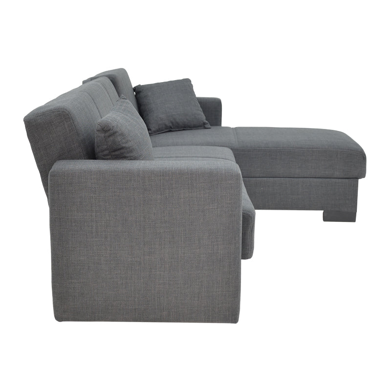 Corner sofa-bed with storage space Someil pakoworld fabric in anthracite shade 230x156x80cm