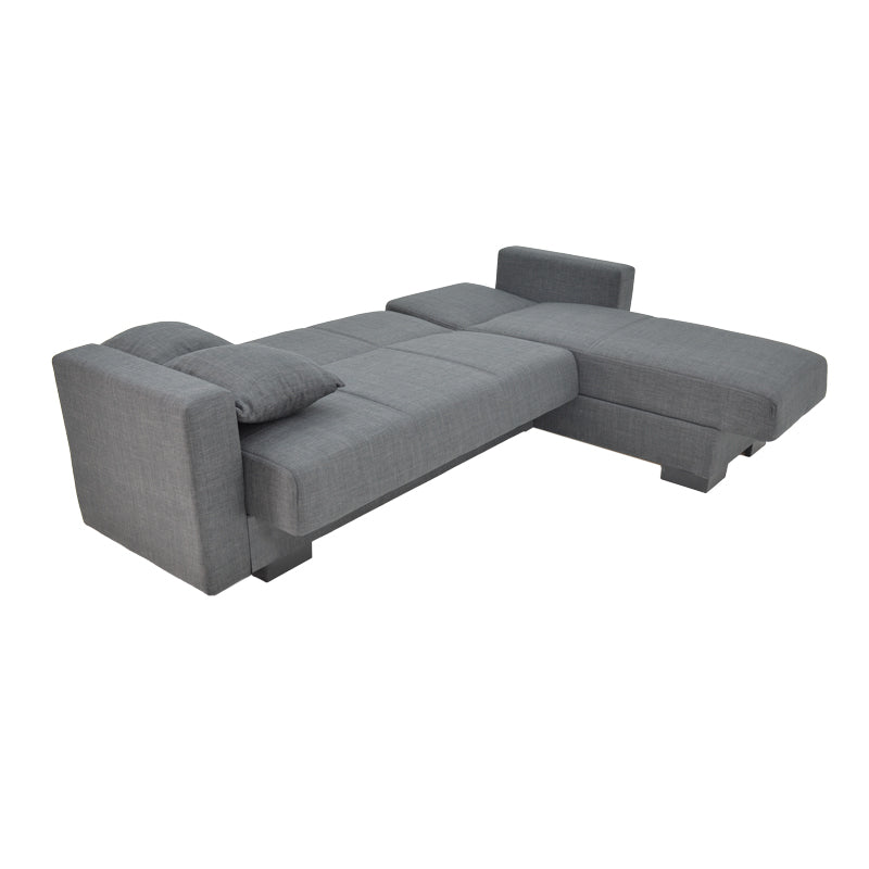 Corner sofa-bed with storage space Someil pakoworld fabric in anthracite shade 230x156x80cm