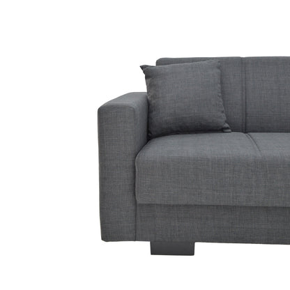 Corner sofa-bed with storage space Someil pakoworld fabric in anthracite shade 230x156x80cm