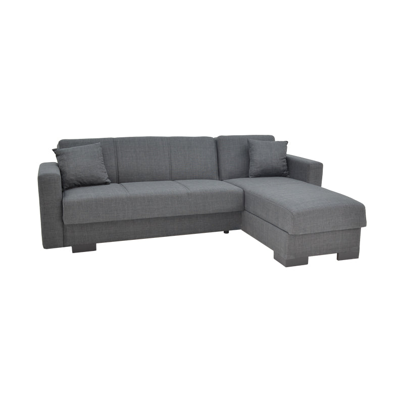 Corner sofa-bed with storage space Someil pakoworld fabric in anthracite shade 230x156x80cm