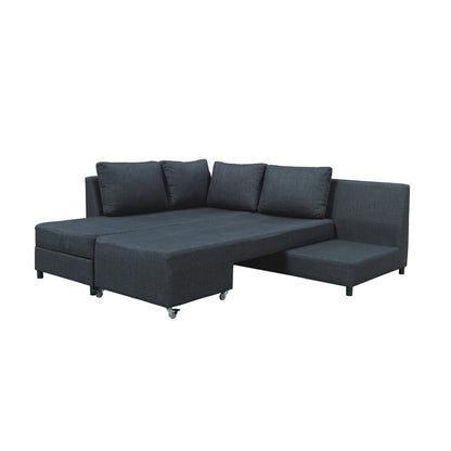 Corner sofa-bed left corner with storage space Lasy pakoworld anthracite fabric 290x217x89cm