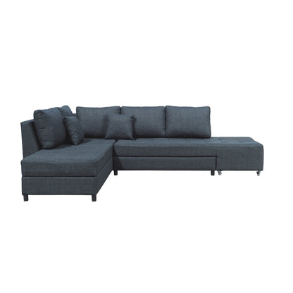 Corner sofa-bed left corner with storage space Lasy pakoworld anthracite fabric 290x217x89cm