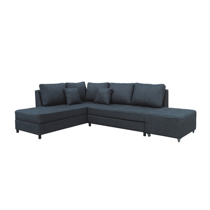 Corner sofa-bed left corner with storage space Lasy pakoworld anthracite fabric 290x217x89cm