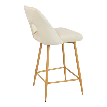 Bar stool Murde pakoworld beige velvet fabric and metal legs in a natural shade 47x52x96cm