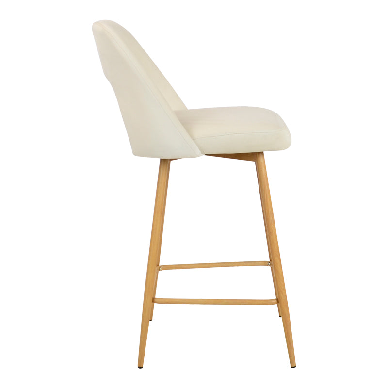 Bar stool Murde pakoworld beige velvet fabric and metal legs in a natural shade 47x52x96cm