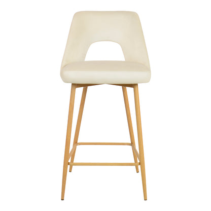 Bar stool Murde pakoworld beige velvet fabric and metal legs in a natural shade 47x52x96cm