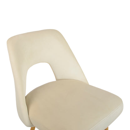 Bar stool Murde pakoworld beige velvet fabric and metal legs in a natural shade 47x52x96cm