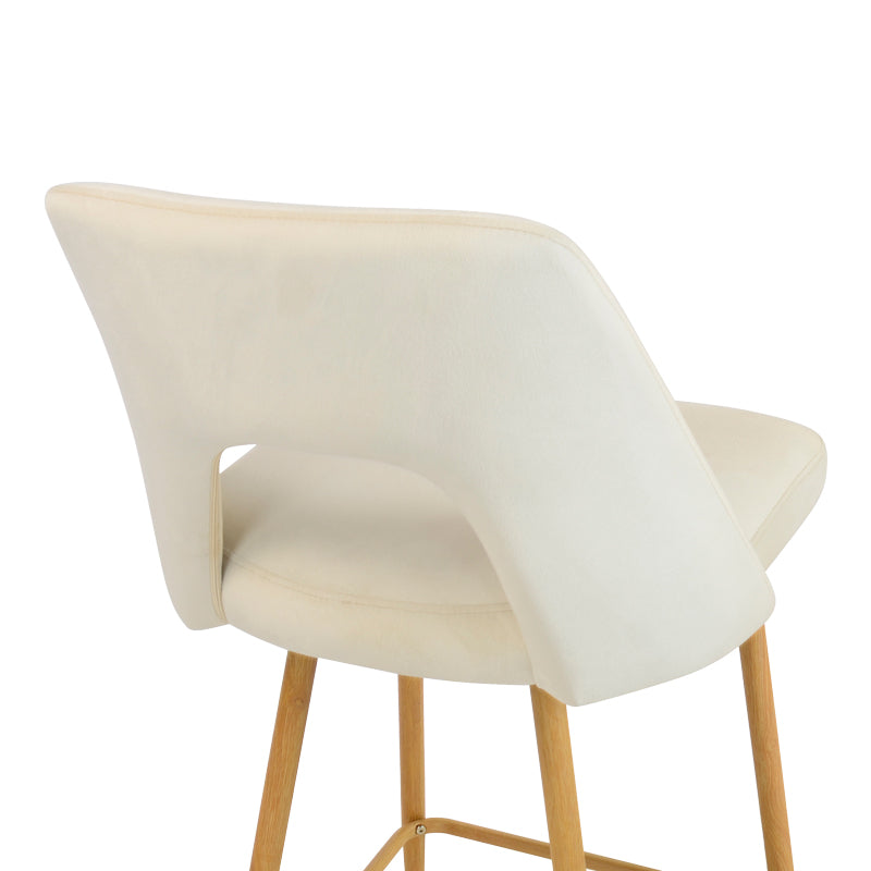Bar stool Murde pakoworld beige velvet fabric and metal legs in a natural shade 47x52x96cm