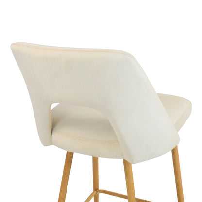 Bar stool Murde pakoworld beige velvet fabric and metal legs in a natural shade 47x52x96cm