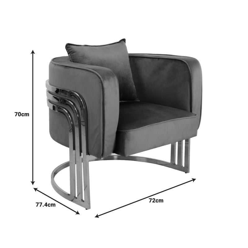 Roblu armchair gold metal and velvet in rotten apple 72x77.4x70cm