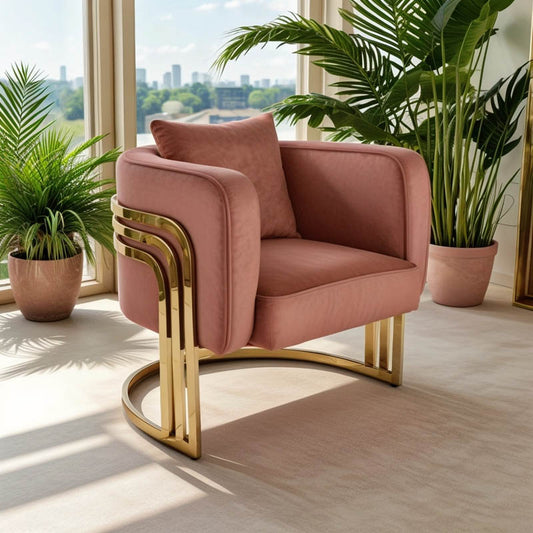 Roblu armchair gold metal and velvet in rotten apple 72x77.4x70cm