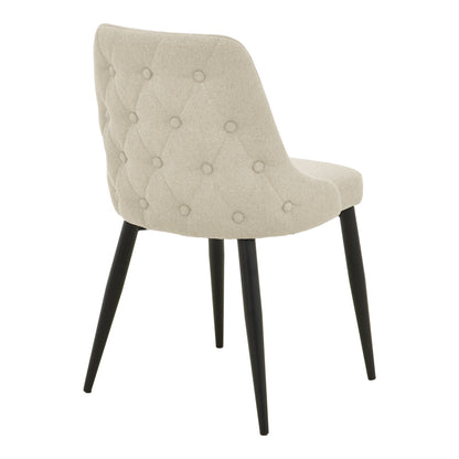 Zedna chair beige fabric with black metal legs 51x58x84cm