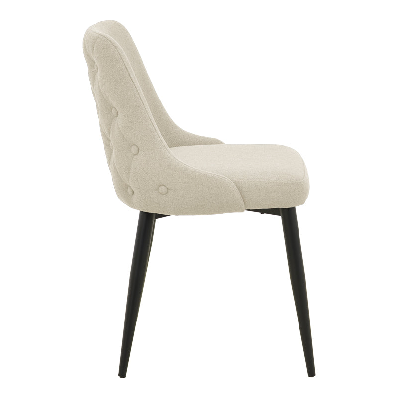 Zedna chair beige fabric with black metal legs 51x58x84cm