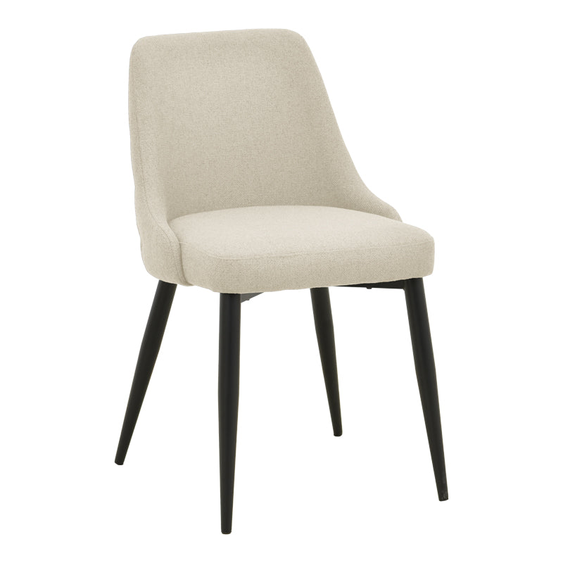 Zedna chair pakoworld beige fabric with black metal legs 51x58x84cm