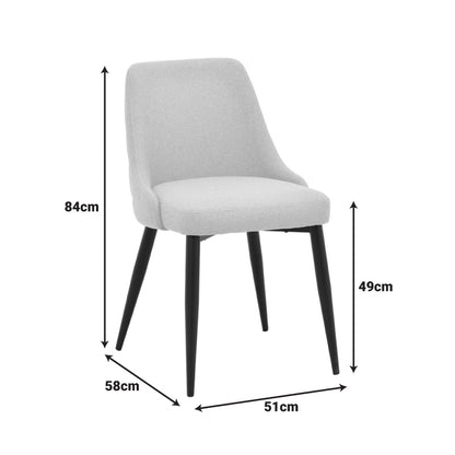 Zedna chair anthracite fabric with black metal legs 51x58x84cm