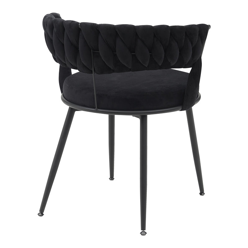 Chair Alkia in black velvet with black metal leg 60x57x68cm