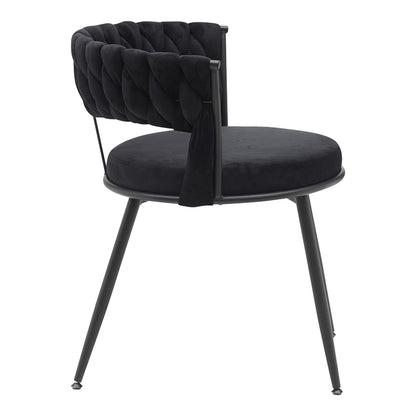 Chair Alkia in black velvet with black metal leg 60x57x68cm