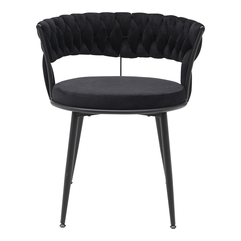 Chair Alkia in black velvet with black metal leg 60x57x68cm